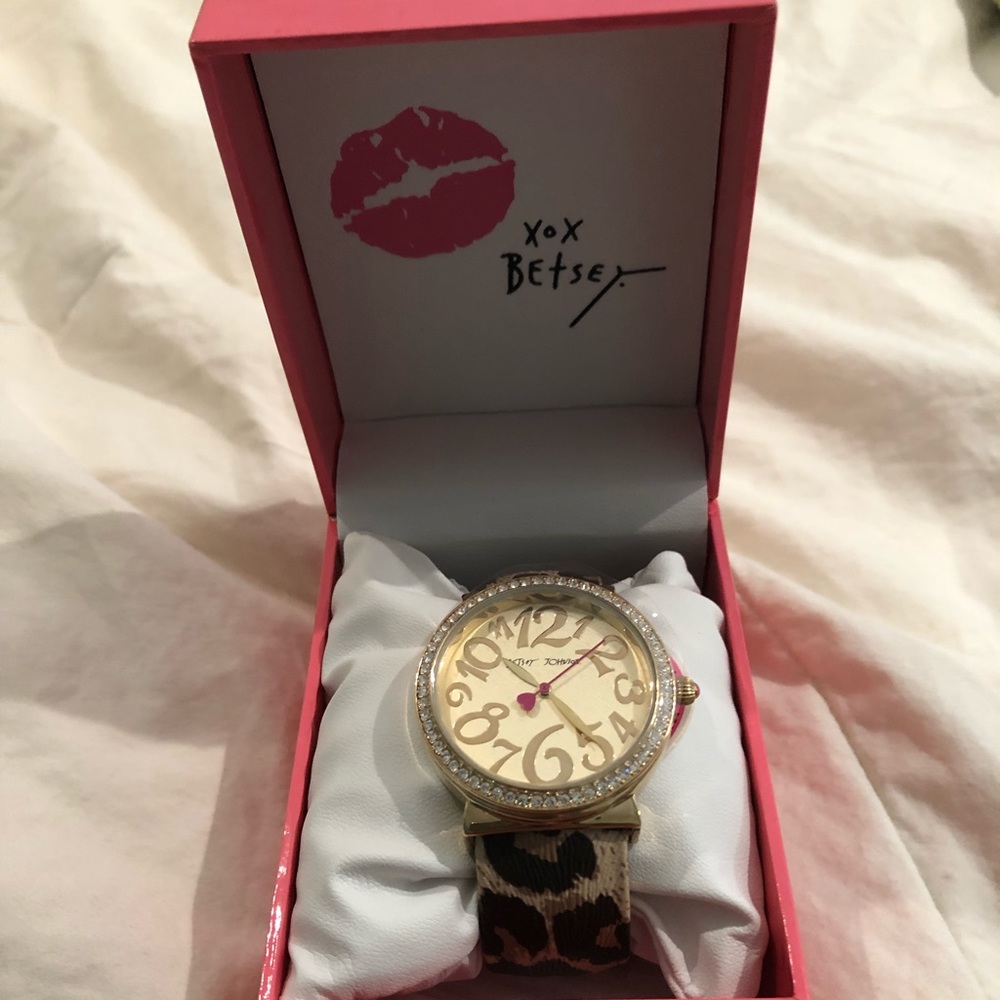 Betsy Johnson Leopard Print Cuff Watch